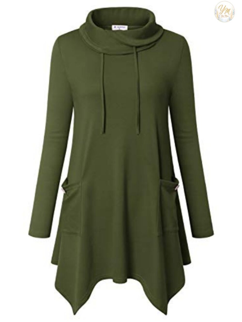Womens Cowl Neck Asymmetrical Tunic Sweater Long Sleeve Pullover for Leggings